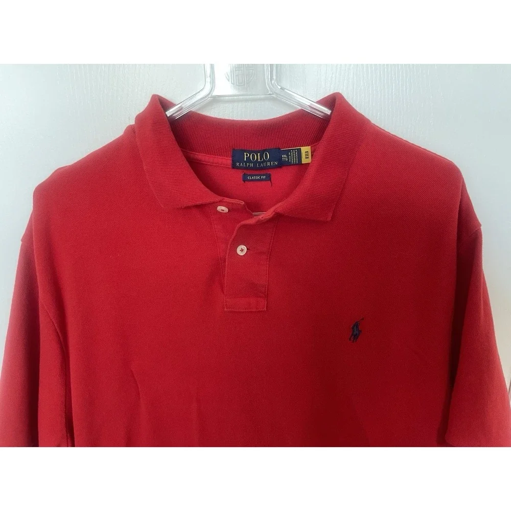 Polo Ralph Lauren Mens Size 2XLT tall Polo Shirt short Sleeve Red 100% Cotton
